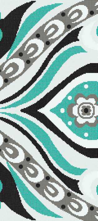 Mosaic tile Bisazza Wears Emilio Pucci by Bisazza, Glass, 129.1x290.5 cm, Surface Finish glossy, Effect fabric, Color multicolor, Style designer